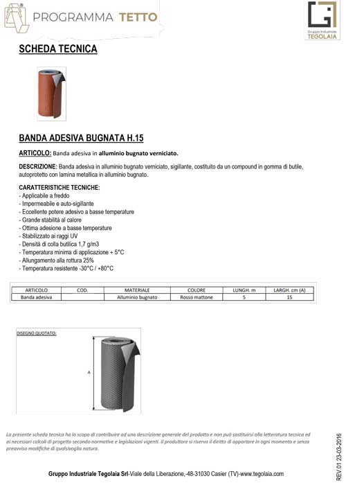 BANDA ADESIVA BUGNATA H.15 - Programma Tetto