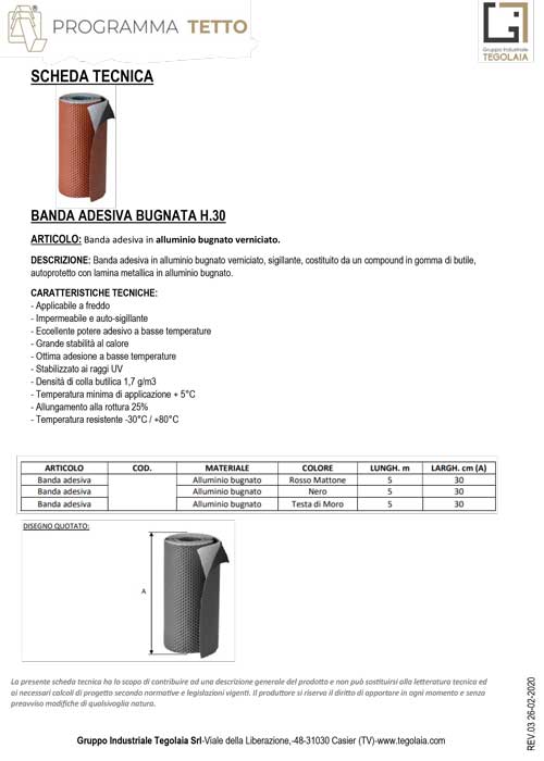 BANDA ADESIVA BUGNATA H.30 - Programma Tetto