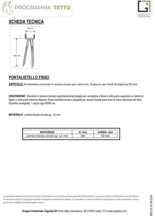 PORTALISTELLO FISSO - Programma Tetto