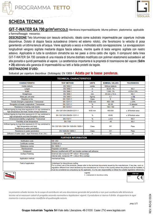 GIT-T-WATER SA 700 gr/m² ARTICOLO