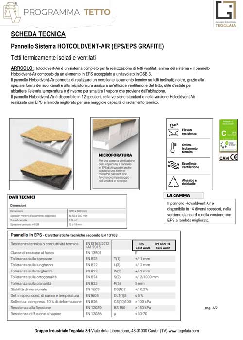 Pannello Sistema HOTCOLDVENT-AIR - Programma Tetto