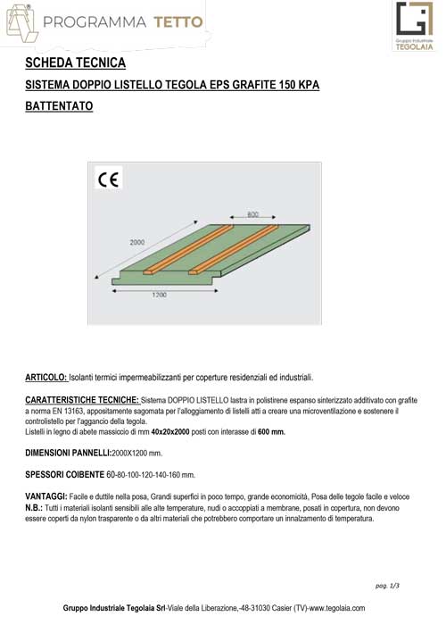 SISTEMA DOPPIO LISTELLO TEGOLA EPS GRAFITE 150 KPA - Programma Tetto