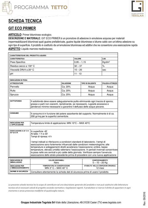 GIT ECO PRIMER - Programma Tetto