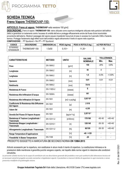 Freno Vapore THERMOVAP-150 - Programma Tetto